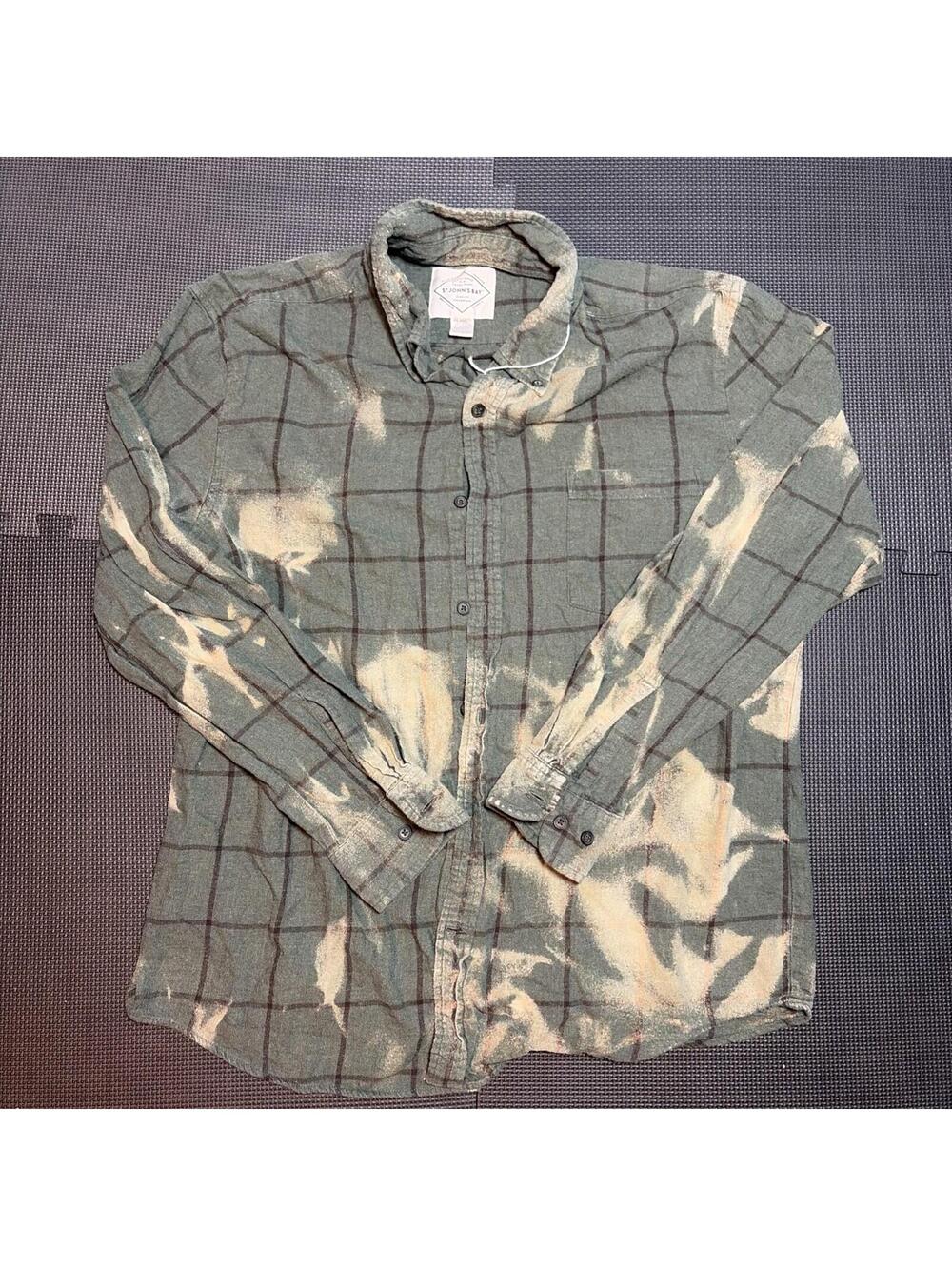 St Johns Bay Mens Size L Signature Flannel Super Soft Shirt Long Sleeve Green
